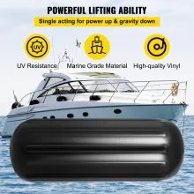 VEVOR 4 Ribbed Boat Fenders 10X 28" Black Center Hole Bumpers Mooring Protection