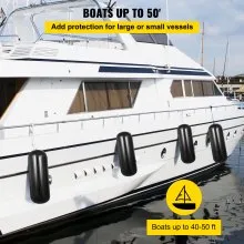 VEVOR 4 Ribbed Boat Fenders 10X 28" Black Center Hole Bumpers Mooring Protection