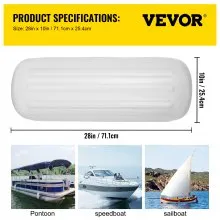VEVOR 4 NEW Ribbed Boat Fenders 25.4 x 71.1 cm Center Hole Bumpers Mooring Protection