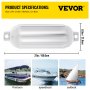 VEVOR Boat Fender 8.5 x 27 inches White Boat Protection Pack of 4 Ribbed Twin Eyes Boat Fender Bumper and Pump to Inflate