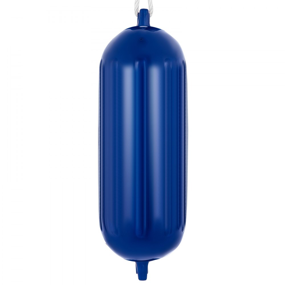 VEVOR Ribbed Twin Eyes Boat Fender Pack of 4 and Pump to Inflate (Blue,8.5 x 27 inches)