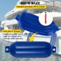 blue VEVOR boat fenders with easy inflation near a white yacht.