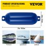 VEVOR Ribbed Twin Eyes Boat Fender Pack of 4 and Pump to Inflate (Blue,8.5 x 27 inches)