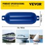 VEVOR Boat Fender 8.5 x 27 inches Blue Boat Protection Pack of 4 Ribbed Twin Eyes Boat Fender Bumper and Pump to Inflate