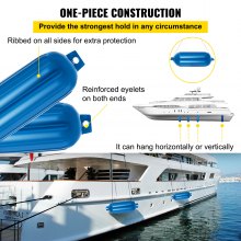 VEVOR 4pcs 22 x 68.6 cm Ribbed Boat Fender Bumper PVC Center Hole Protection Shield