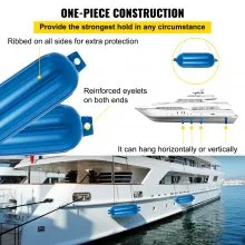 VEVOR 4pcs 22 x 68.6 cm Ribbed Boat Fender Bumper PVC Center Hole Protection Shield