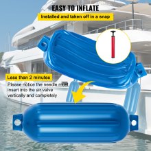 VEVOR 4pcs 22 x 68.6 cm Ribbed Boat Fender Bumper PVC Center Hole Protection Shield