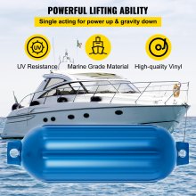 VEVOR Boat Fender 8.5 x 27 inches Blue Boat Protection Pack of 4 Ribbed Twin Eyes Boat Fender Bumper and Pump to Inflate