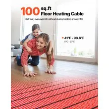 100 sqft Floor Heating Mat 120V Electric Radiant System with Alarm