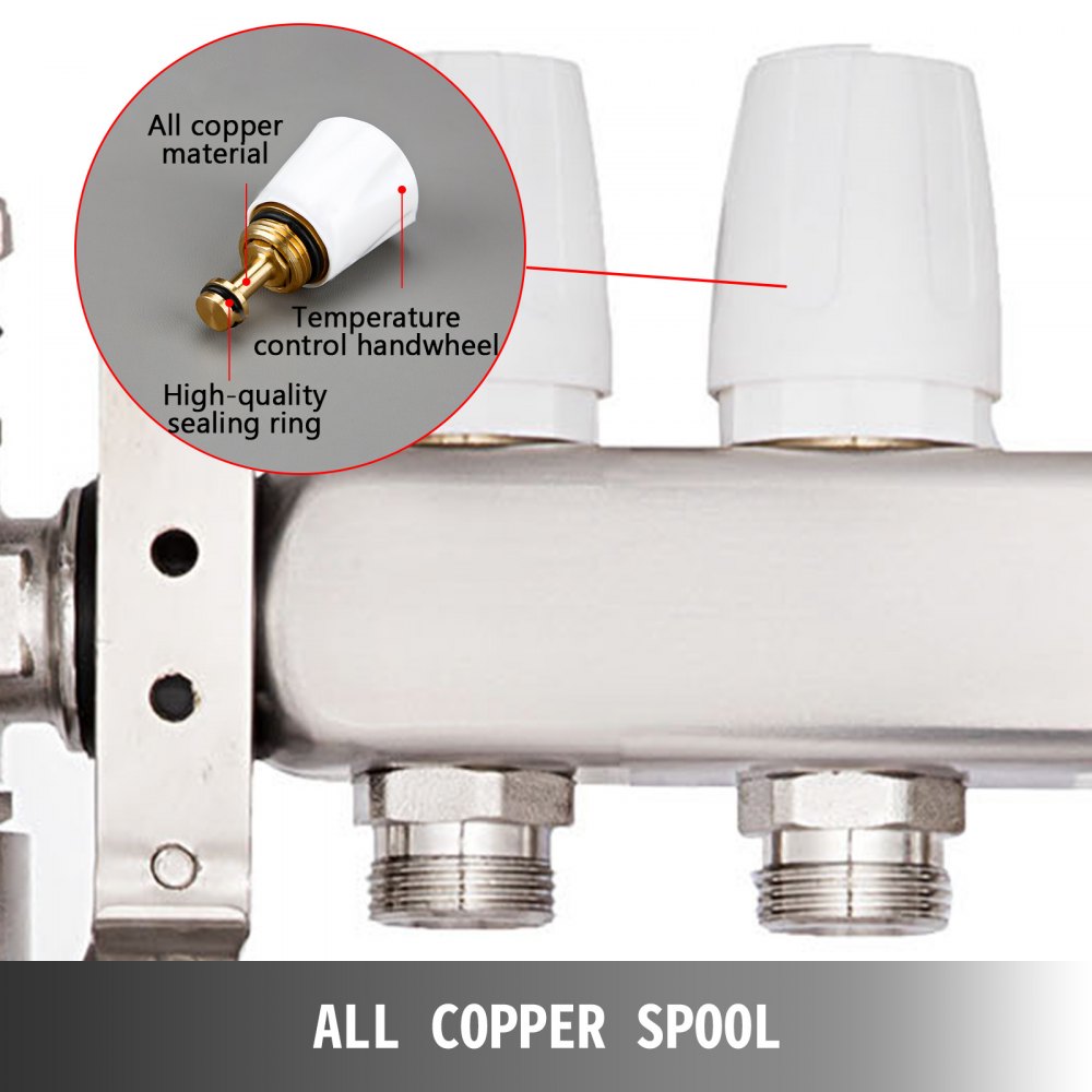 9-branch Pex Radiant Floor Heating Manifold Set Upside Down Horizontal