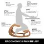VEVOR ergonomic kneeling chair labeled benefits for neck, spine, legs, and posture.