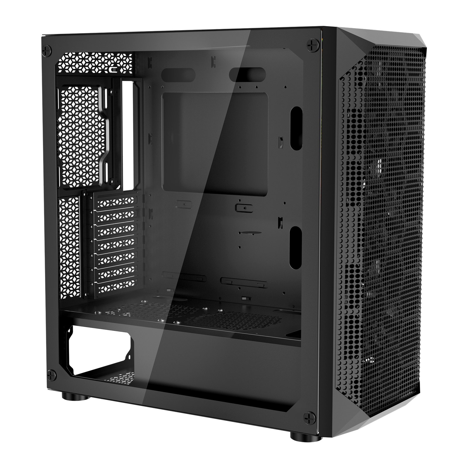 Herní skříň VEVOR pro PC, Full-Tower, počítačová skříň s panelem s vysokým prouděním vzduchu, magnetickým prachovým filtrem, 3 x 140mm PWM ventilátory, správa kabelů, pro GPU až do délky 410 mm, kompatibilní s E-ATX/ATX/M-ATX/ITX