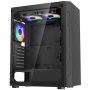 VEVOR - Caja para juegos de PC, torre media, con panel de vidrio templado de alto flujo de aire, filtro antipolvo, 3 ventiladores ARGB de 120 mm, gestión de cables sencilla, compatible con GPU de hasta 320 mm de longitud, compatible con ATX/M-ATX/ITX