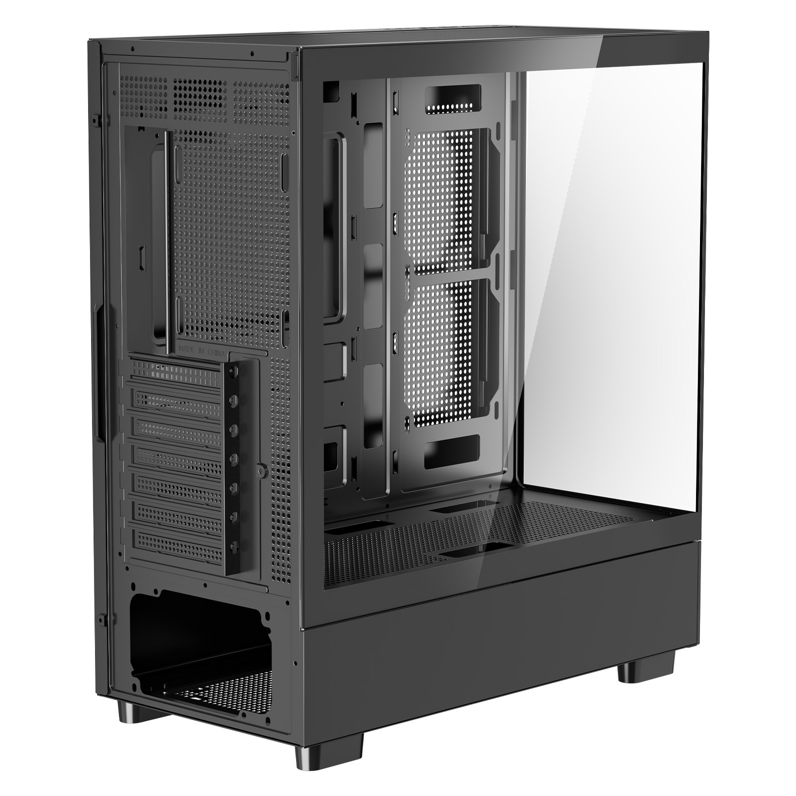 VEVOR PC-spelchassi, mid-tower, datorchassi med högluftsflödespanel i härdat glas, dammfilter, 6 x 120 mm PWM ARGB-fläktar, enkel kabelhantering, för GPU upp till 410 mm i längd, för ATX/M-ATX/ITX