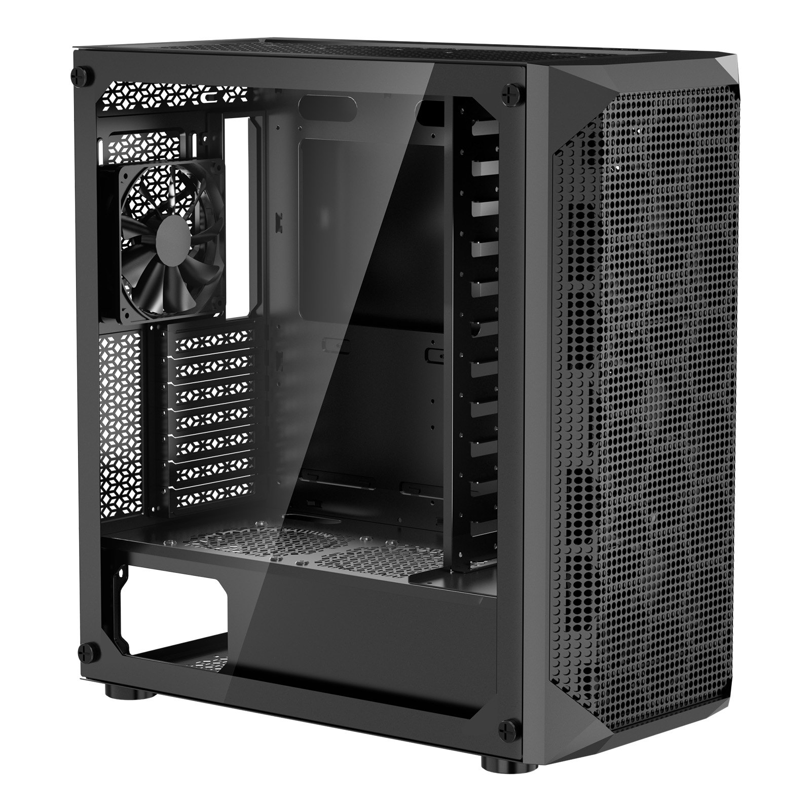 VEVOR PC Gaming Case, Mid-Tower, Computer Case with High-Airflow Tempered Glass Panel, Dust Filter, 4 x 120 mm Fans, Cable Management, for GPU up to 270 mm in Length, Compatible with ATX/M-ATX/ITX