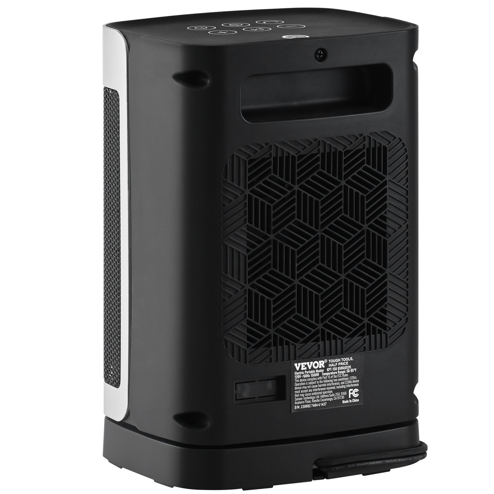 VEVOR Electric Space Heater with Thermostat Remote Control, 2-Level Adjustable Quiet Ceramic Heater Fan, 10 in Tip-Over Shutdown Overheat Protection Small Heaters for Office Room Desk Indoor Use