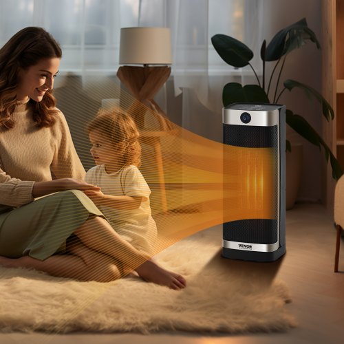 Chauffage D’Appoint PTC 3 Modes – Portable, Rotatif 70°, Minuterie 24h, Protection Chute & Surchauffe