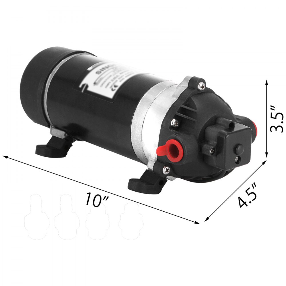 VEVOR DP-60 12V Self Priming Diaphragm Water Pump 60PSI 4.6L/min High Pressure