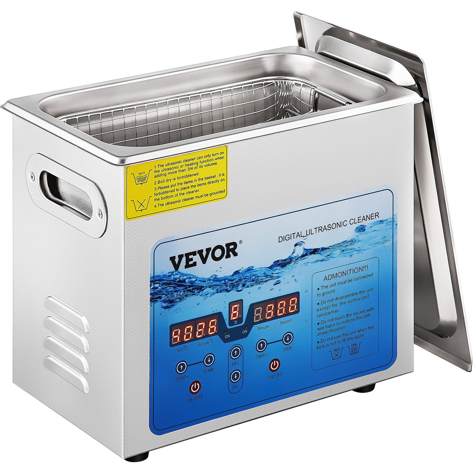 VEVOR Ultrasonic
Cleaner Jewelry Cleaning Machine w/ Digital Timer and Heater 6L