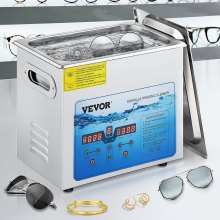 VEVOR Ultrasonic Cleaner, 36KHz~40KHz Adjustable Frequency, 3L 110V, Ultrasonic Cleaning Machine w/ Digital Timer and Heater, Lab Sonic Cleaner for Jewelry Watch Eyeglasses Coins, FCC/CE/RoHS Listed