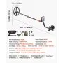 VEVOR Metal Detector for Adults, 254 mm, Professional High Accuracy Gold Detector, IP68 Waterproof Search Coil with Display, Headphones, 5 Modes, Adjustable Length, for Detecting Gold Treasure Hunting