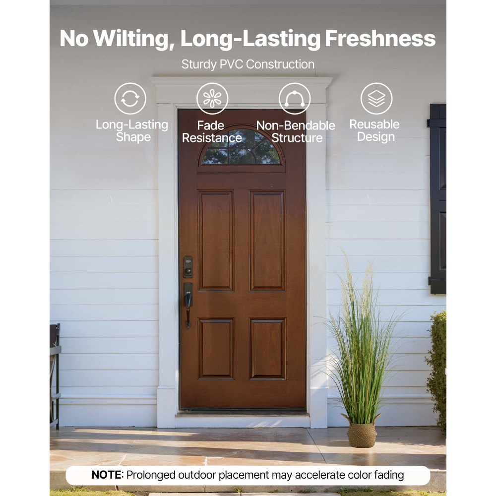 VEVOR Artificial Grass Plant, 1194mm Reed Flower Grass in Pot, Premium PVC Faux Fake Greenery Shrubs Plant for Indoor Outdoor House Home Garden Office Room Décor, Housewarming, 1 Pack Green