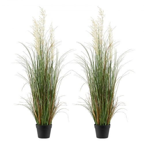 VEVOR Artificial Grass Plant, 2 Pack 1194mm Reed Flower Grass in Pot, Premium PVC Faux Fake Greenery Shrubs Plant for Indoor Outdoor House Home Garden Office Room Décor, Housewarming, Green