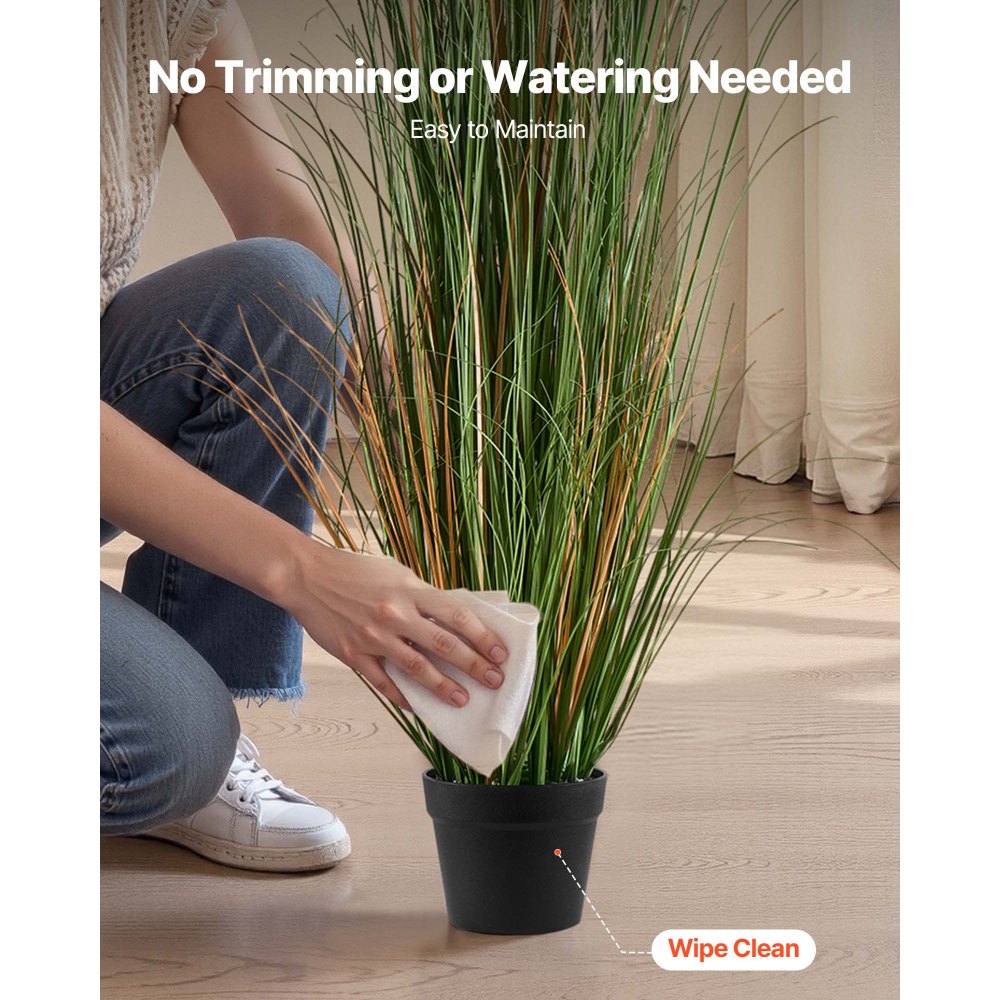 VEVOR Artificial Grass Plant, 2 Pack 1194mm Reed Flower Grass in Pot, Premium PVC Faux Fake Greenery Shrubs Plant for Indoor Outdoor House Home Garden Office Room Décor, Housewarming, Green