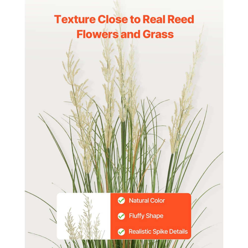 VEVOR Artificial Grass Plant, 2 Pack 1194mm Reed Flower Grass in Pot, Premium PVC Faux Fake Greenery Shrubs Plant for Indoor Outdoor House Home Garden Office Room Décor, Housewarming, Green