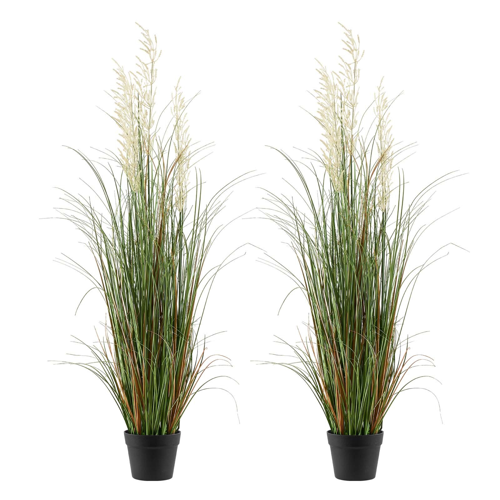 VEVOR Artificial Grass Plant, 2 Pack 1194mm Reed Flower Grass in Pot, Premium PVC Faux Fake Greenery Shrubs Plant for Indoor Outdoor House Home Garden Office Room Décor, Housewarming, Green