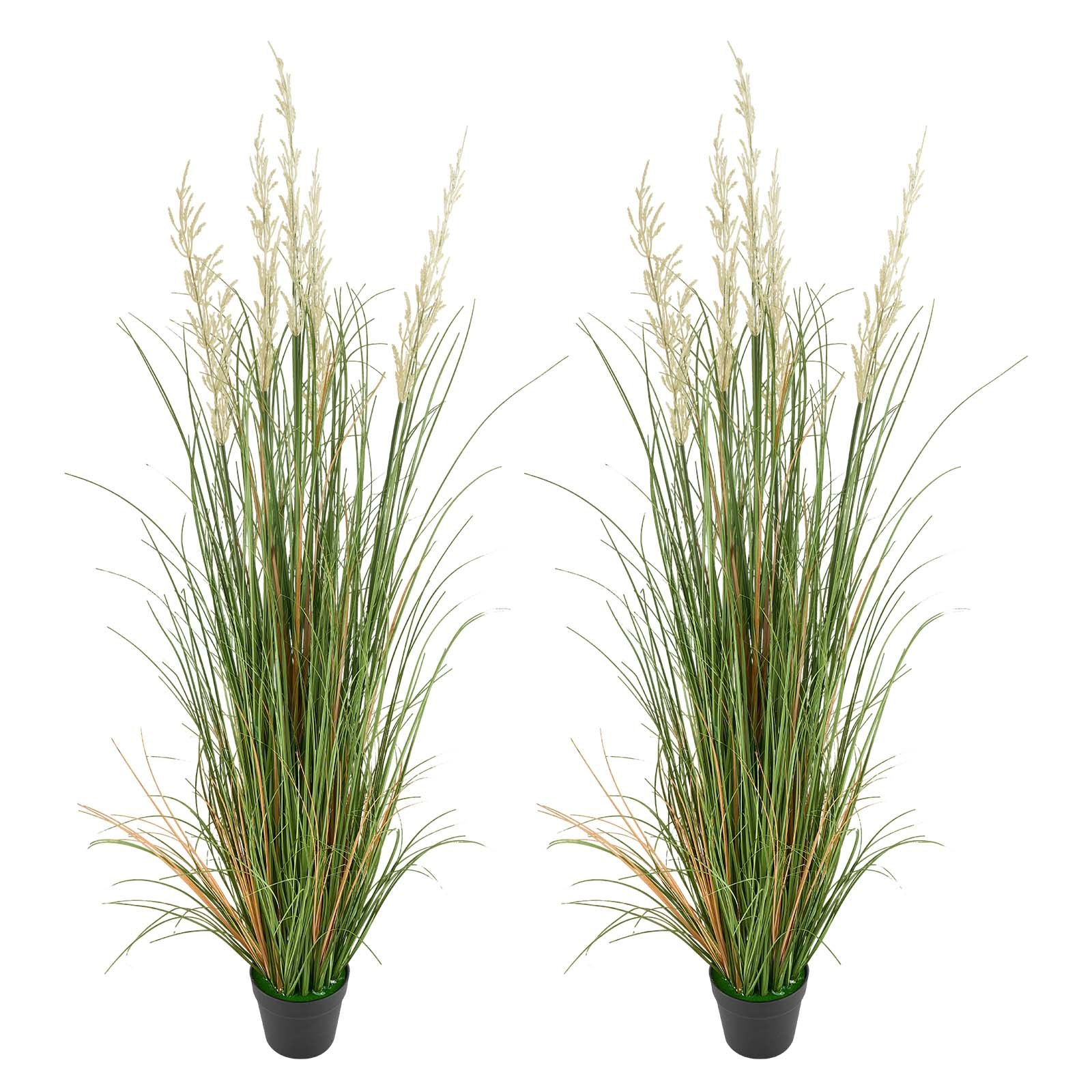 VEVOR Artificial Grass Plant, 2 Pack 1194mm Reed Flower Grass in Pot, Premium PVC Faux Fake Greenery Shrubs Plant for Indoor Outdoor House Home Garden Office Room Décor, Housewarming, Green