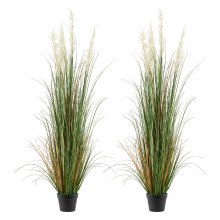 VEVOR Artificial Grass Plant, 2 Pack 1499mm Faux Reed Flower Grass in Pot, Premium PVC Fake Greenery Shrubs Plant for Indoor Outdoor House Home Garden Office Room Décor, Housewarming, Green