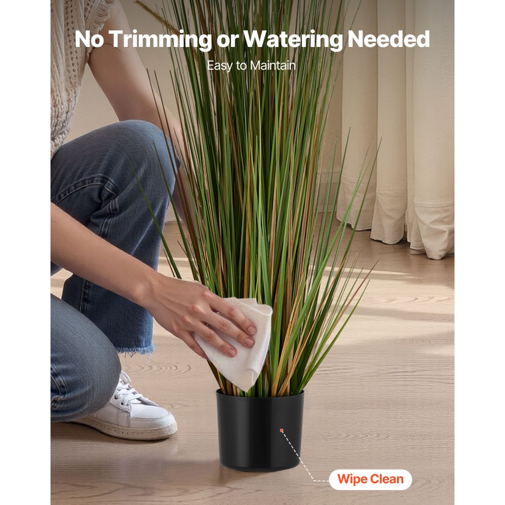 VEVOR Artificial Grass Plant, 2 Pack 1194mm Horsetail Reed Grass in Pot, Premium PVC Faux Fake Greenery Shrubs Plant for Indoor Outdoor House Home Garden Office Room Décor, Housewarming, Green