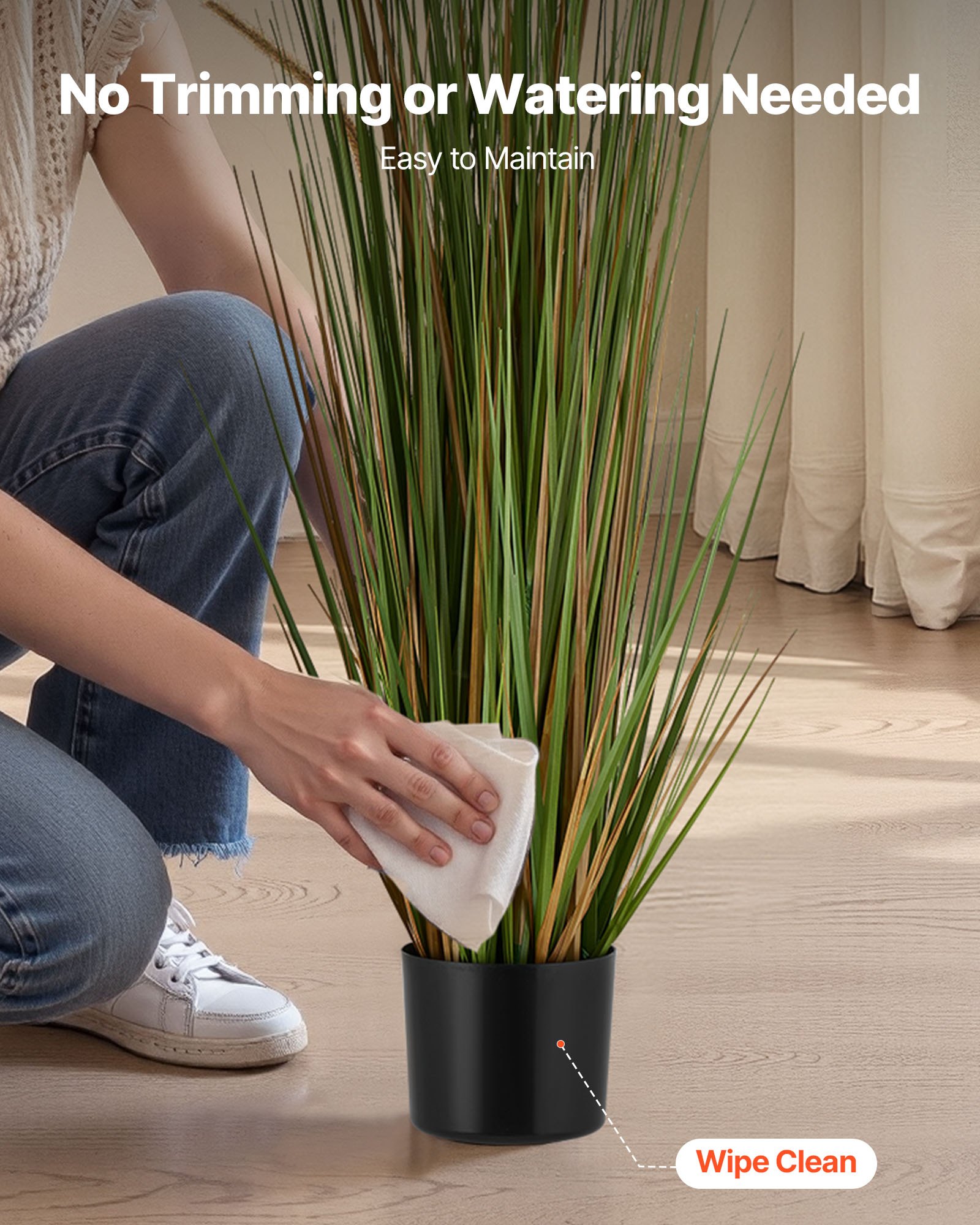VEVOR Artificial Grass Plant, 2 Pack 47 inch Horsetail Reed Grass in Pot, Premium PVC Faux Fake Greenery Shrubs Plant for Indoor Outdoor House Home Garden Office Room Décor, Housewarming, Green