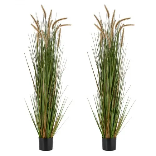 VEVOR Artificial Grass Plant, 2 Pack 1499mm Horsetail Reed Grass in Pot, Premium PVC Faux Fake Greenery Shrubs Plant for Indoor Outdoor House Home Garden Office Room Décor, Housewarming, Green