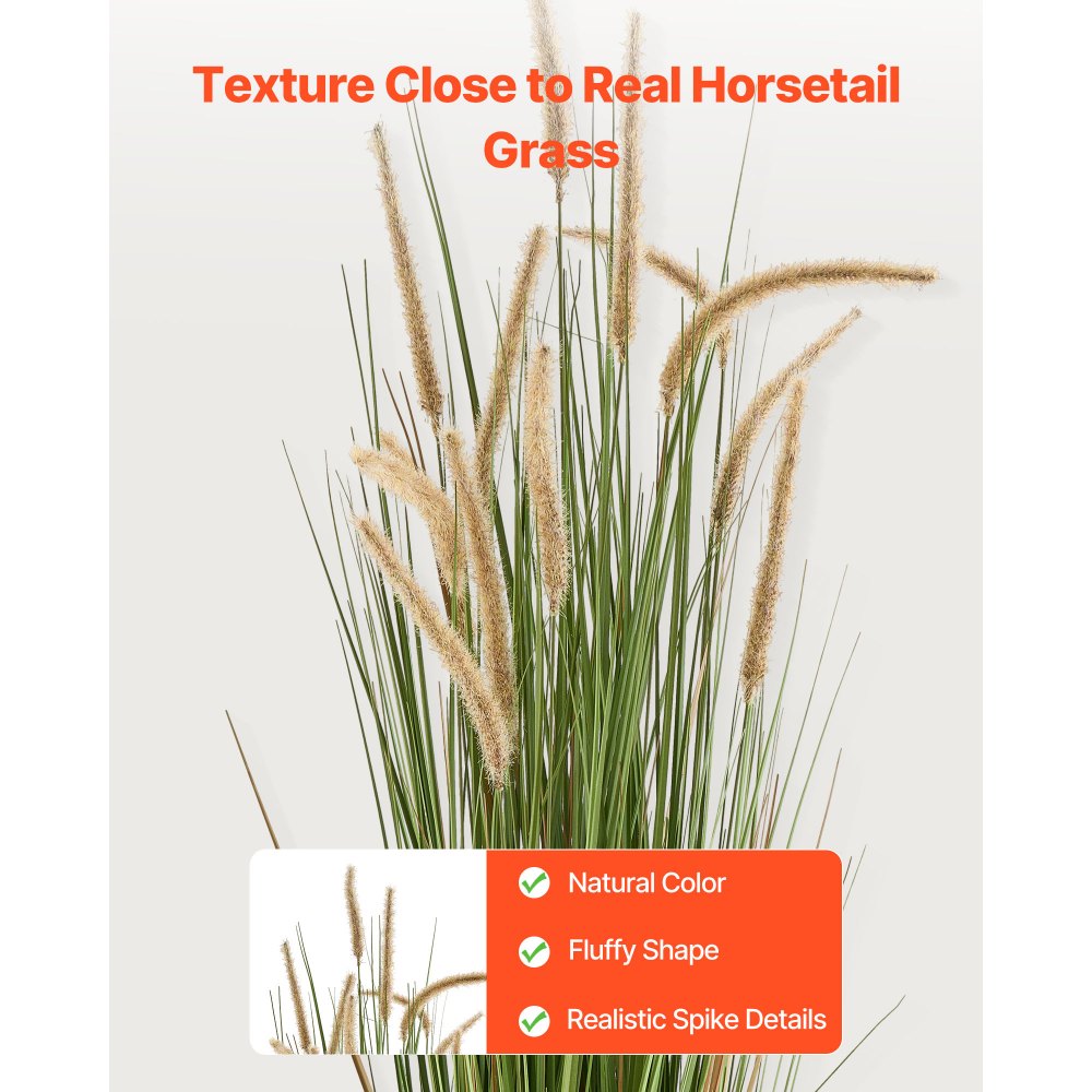 VEVOR Artificial Grass Plant, 2 Pack 1499mm Horsetail Reed Grass in Pot, Premium PVC Faux Fake Greenery Shrubs Plant for Indoor Outdoor House Home Garden Office Room Décor, Housewarming, Green