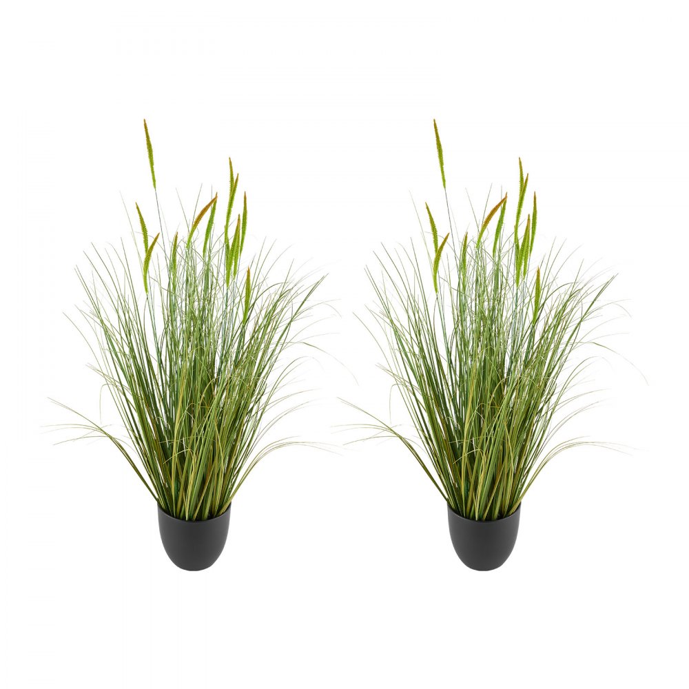 VEVOR Artificial Grass Plant, 2 Pack 889mm Cattail Grass in Pot, Premium PVC Faux Fake Greenery Shrubs Plant for Indoor Outdoor House Home Garden Office Room Décor, Housewarming, Green