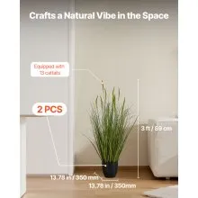 VEVOR Artificial Grass Plant, 2 Pack 35 inch Cattail Grass in Pot, Premium PVC Faux Fake Greenery Shrubs Plant for Indoor Outdoor House Home Garden Office Room Décor, Housewarming, Green
