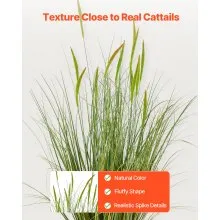 VEVOR Artificial Grass Plant, 2 Pack 35 inch Cattail Grass in Pot, Premium PVC Faux Fake Greenery Shrubs Plant for Indoor Outdoor House Home Garden Office Room Décor, Housewarming, Green