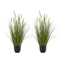 VEVOR Artificial Grass Plant, 2 Pack 35 inch Cattail Grass in Pot, Premium PVC Faux Fake Greenery Shrubs Plant for Indoor Outdoor House Home Garden Office Room Décor, Housewarming, Green