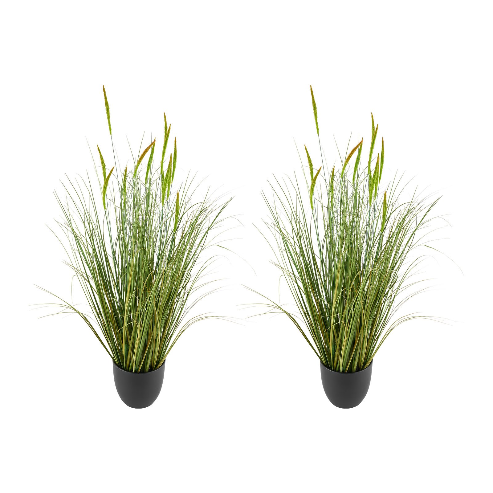 VEVOR Artificial Grass Plant, 2 Pack 889mm Cattail Grass in Pot, Premium PVC Faux Fake Greenery Shrubs Plant for Indoor Outdoor House Home Garden Office Room Décor, Housewarming, Green