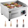 VEVOR 14" Electric Countertop Flat Top Griddle 110V 1500W Non-Stick Commercial Electric Griddles Restaurant Teppanyaki Grill Stainless Steel Adjustable Temperature Control 122°F-572°F, Sliver