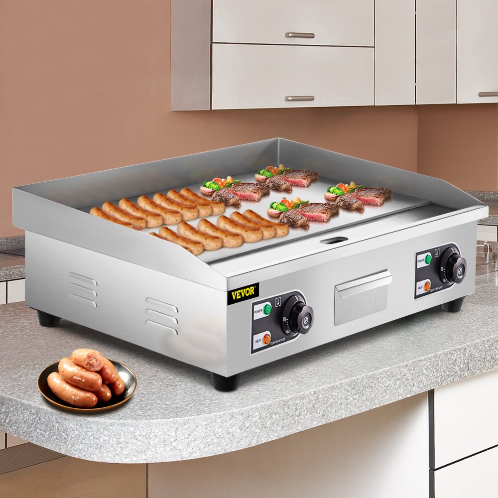 Plancha eléctrica de encimera de 3000 W y 30 pulgadas, de acero inoxidable, con control de temperatura ajustable, para restaurantes comerciales.