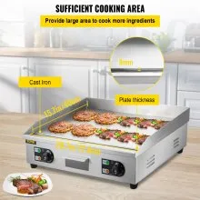 VEVOR 29" Commercial Electric Griddle 110V 3000W Electric Countertop Griddle Non-Stick Restaurant Teppanyaki Flat Top Grill Stainless Steel Adjustable Temperature Control 122°F-572°F (NO PLUG)