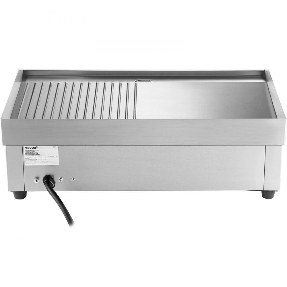 VEVOR 29" Commercial Electric Griddle,Electric Countertop Flat Top Griddle 110V 3000W Half Grooved/Flat,Non-Stick Restaurant Teppanyaki Stainless Steel Grill ,Adjustable Temperature Control 122°F-572°F.