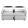 VEVOR Commercial Sandwich Panini Press Grill,110V 2x1800W Double Up Grooved and Down Flat Plates Electric Stainless Steel Sandwich Maker,Temperature Control 122°F-572°F for Hamburgers Steaks Bacons