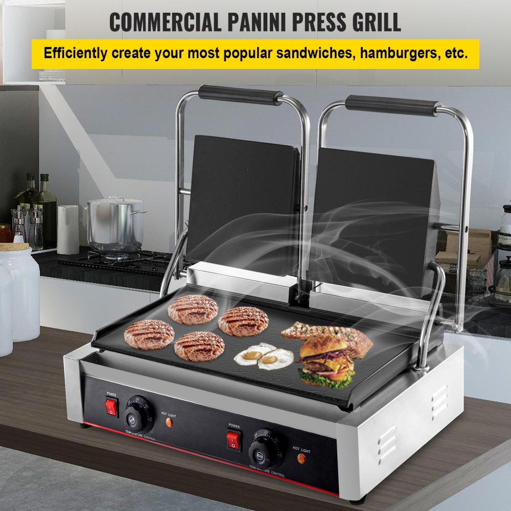 VEVORbrand 110V Commercial Sandwich Press Grill 1800W Electric