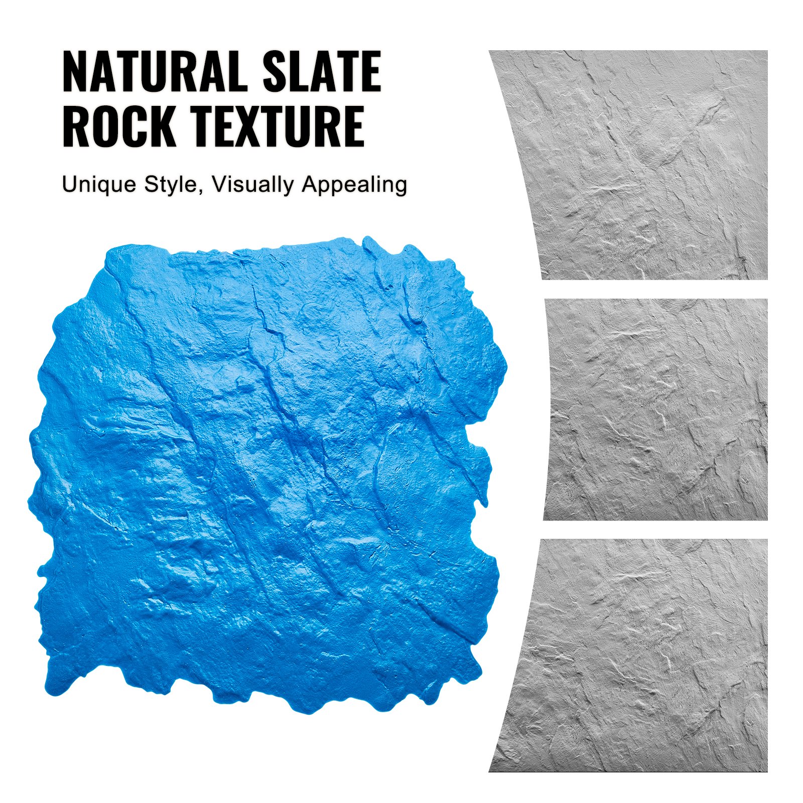 VEVOR Concrete Stamps Mat, 18 x 18 in, Concrete Texturing Skin Polyurethane Stamp Stone Tile Texture Mat, Slate floor Imprint Seamless Stamp Concrete Molds for Outdoor Decorative, Blue