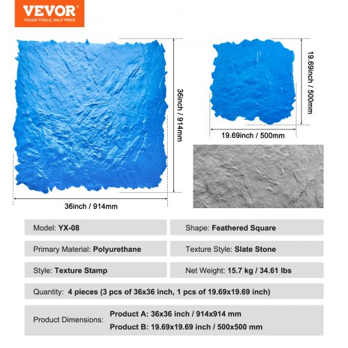 thumbnail image 2 of 36" X 36" Blue Seamless Slate Concrete Cement Texture Imprint Stamp 2 of 12