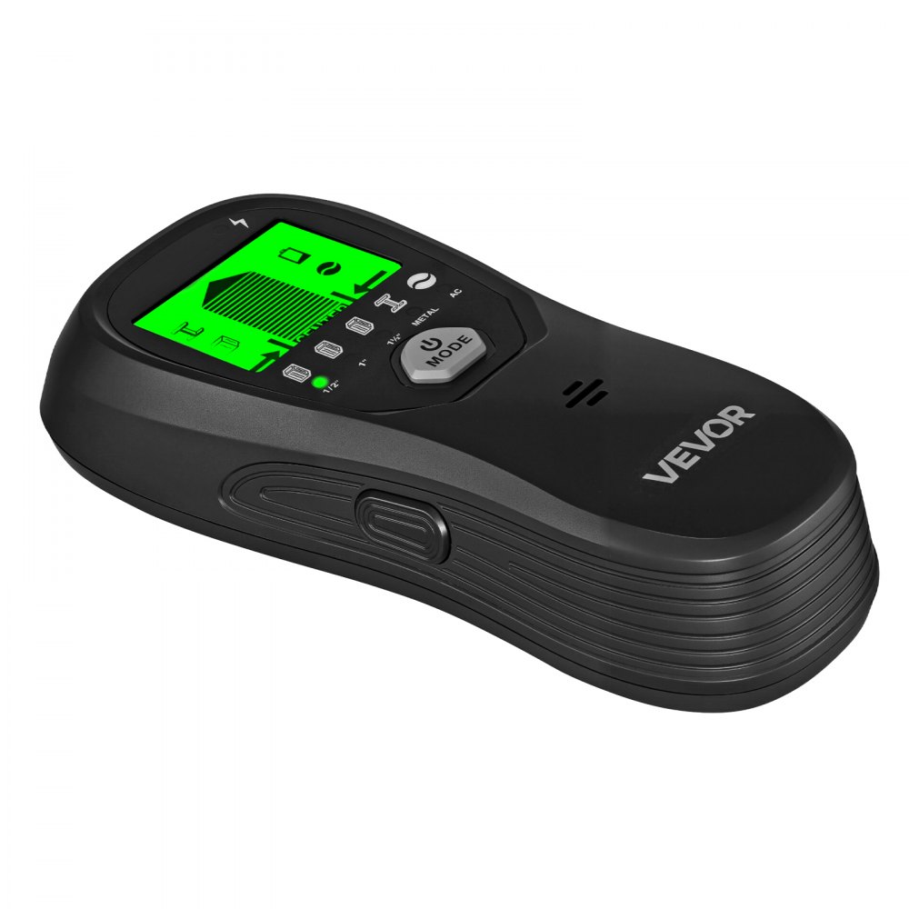 VEVOR Vyhledávač stěnových trámů, 5 v 1, elektronický detektor stěnových trámů s inteligentním senzorem, LCD displejem s vysokým rozlišením a zvukovým alarmem, pro střed a okraj kovu, AC dráty, trámy, trubky, černý